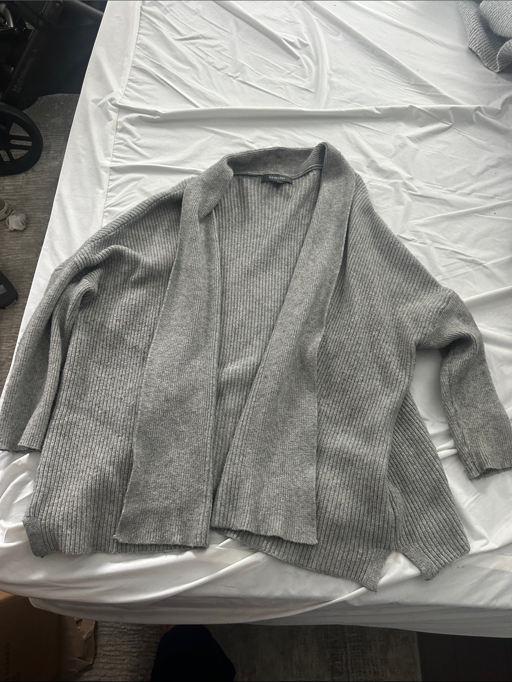 Primark Gray Ribbed Open-Front Cardigan